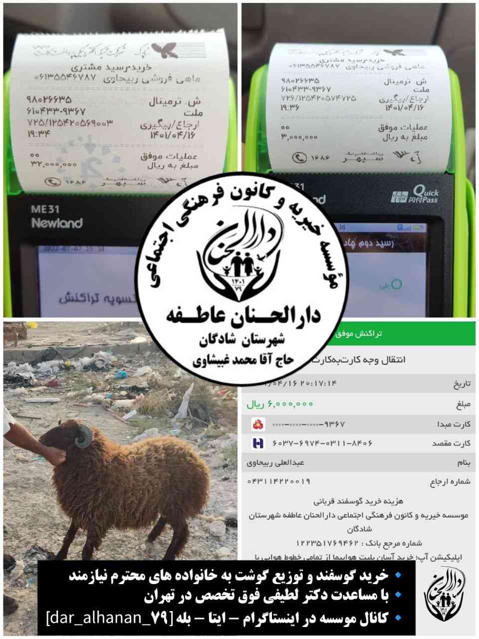 موسسه خیریه دارلحنان، گزارش: خرید و توزیع گوشت گوسفند به خانواده های نیازمند - دارالحنان ۱۴۰۱